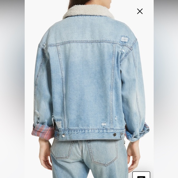 Free People Flannel lined trucker Jean jacket - Picture 4 of 8